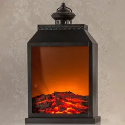 Metal lantern with a fireplace effect LED, battery