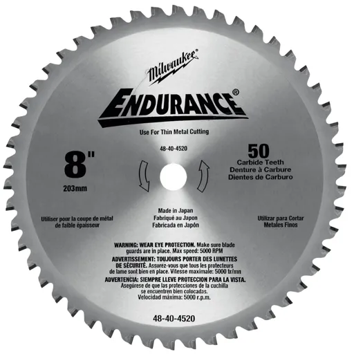 Milwaukee Endurance Metal Steel Cutting Circular Saw Blade - 203mm, 50T, 15.8mm