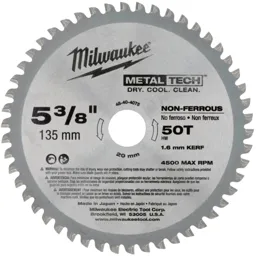 Milwaukee Endurance Aluminium Cutting Circular Saw Blade - 135mm, 50T, 20mm