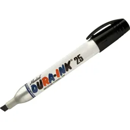 Markal Dura Ink 25 Medium Chisel Tip Permanet Marker Pen - Black, Pack of 2