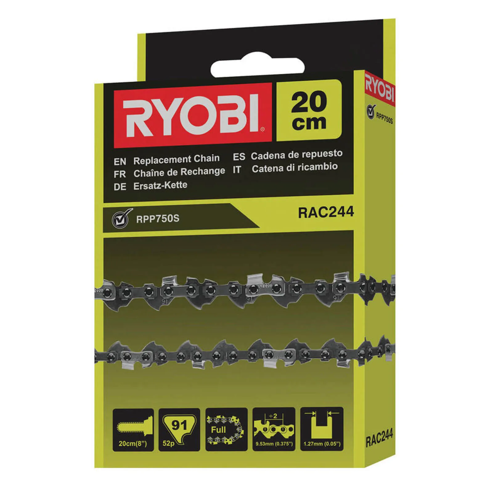 Ryobi RAC244 Genuine Chain for RPP720 and 750S Pole Pruners - 200mm