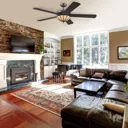 Comet T ceiling fan with a Tiffany-style lampshade