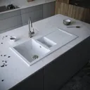 Sauber Matt White Composite 1.5 Bowl Kitchen Sink - 1000 x 500mm