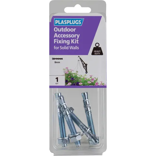 Plasplugs Outdoor Accessory Fixing Kit for Solid Walls