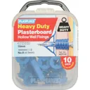 Plasplugs Heavy Duty Plasterboard Hollow Wall Fixings - Pack of 10