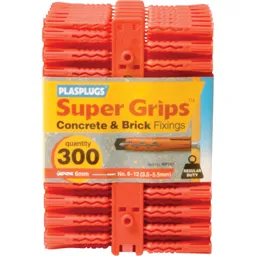 Plasplugs Regular Duty Super Grips Concrete and Brick Fixings - RED, Pack of 300