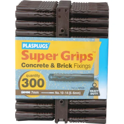Plasplugs Heavy Duty Super Grips Concrete and Brick Fixings - Pack of 300