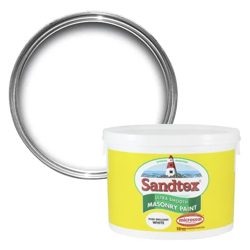 Sandtex Ultra smooth Pure brilliant white Masonry paint, 10L