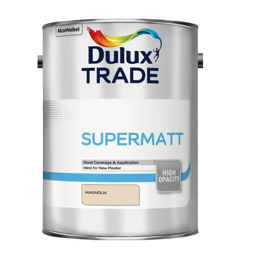 Dulux Trade Magnolia Super matt Emulsion paint, 5L