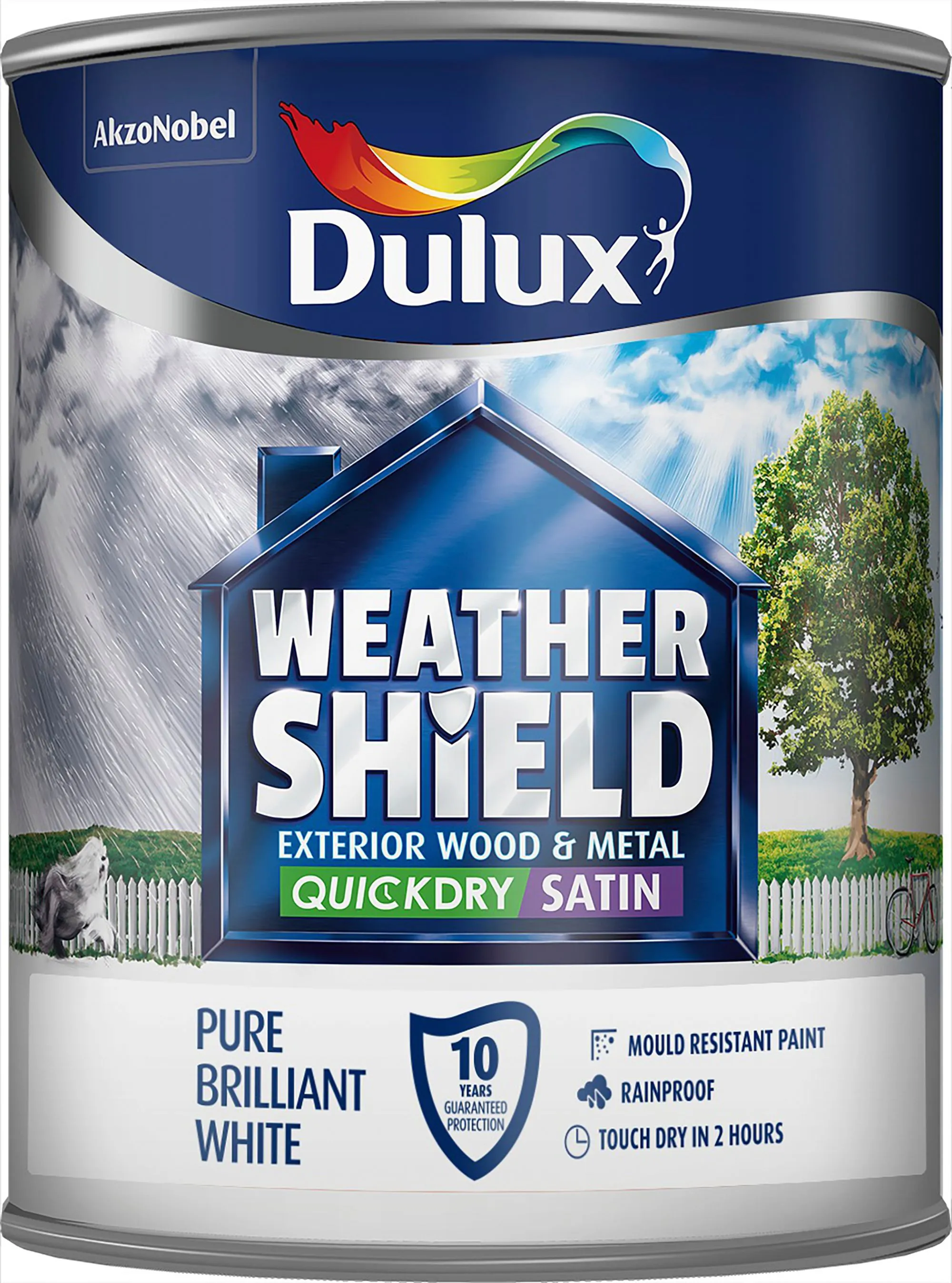 Dulux Weathershield Pure brilliant white Satin Metal & wood paint, 750ml