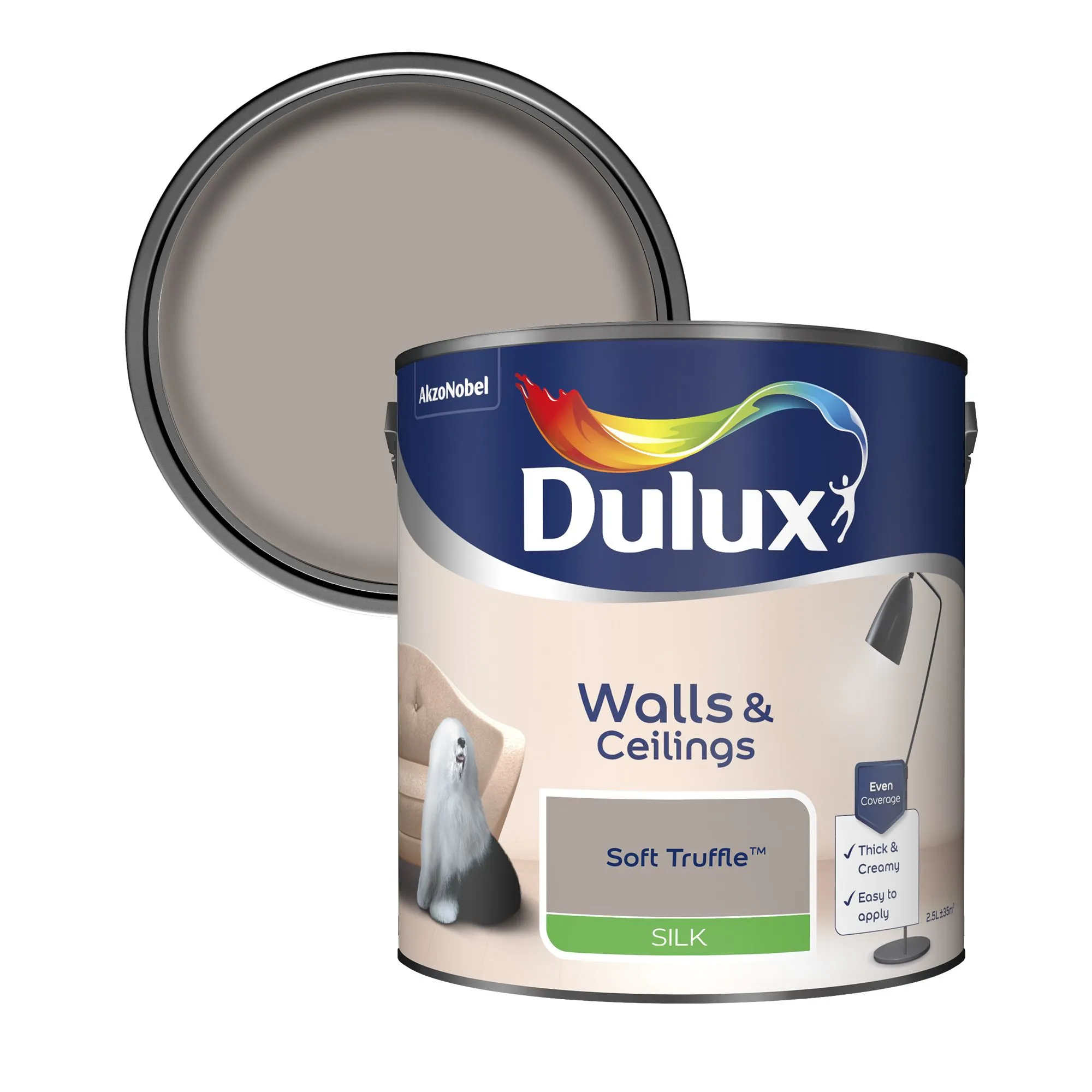 Dulux Neutrals Soft truffle Silk Emulsion paint, 2.5L