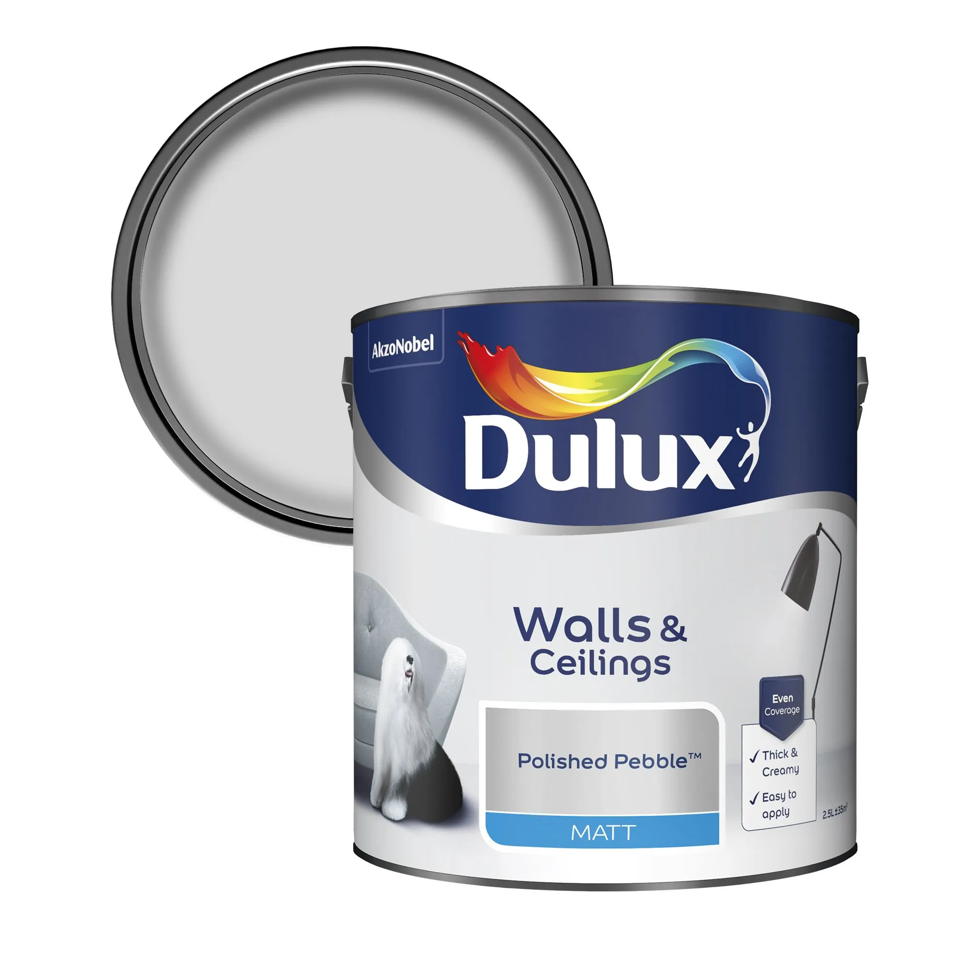 Dulux Polished pebble Matt Emulsion paint, 2.5L