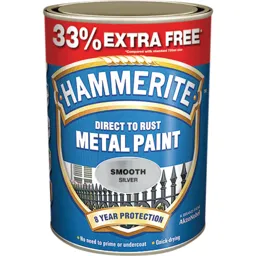 Hammerite Smooth Finish Metal Paint - Silver, 997ml