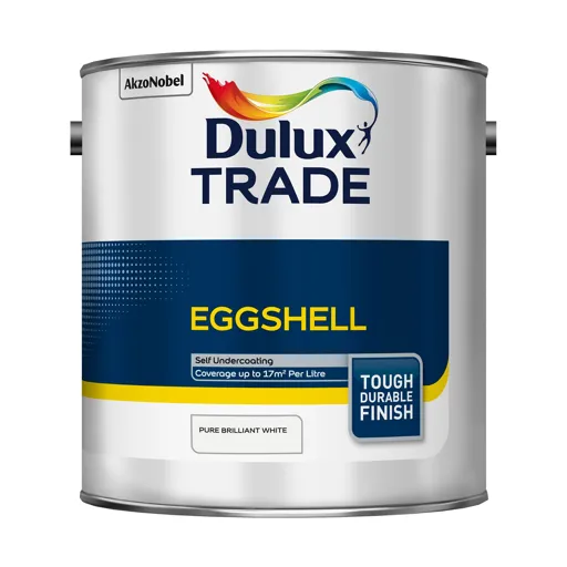 Dulux Trade Diamond Pure brilliant white Eggshell Metal & wood paint, 2.5L