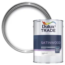 Dulux Trade Brilliant white Satinwood Multi-surface paint, 5L