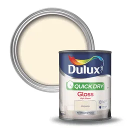 Dulux Quick dry Magnolia Gloss Metal & wood paint, 0.75L