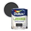 Dulux Quick dry Black Satinwood Metal & wood paint, 0.75L