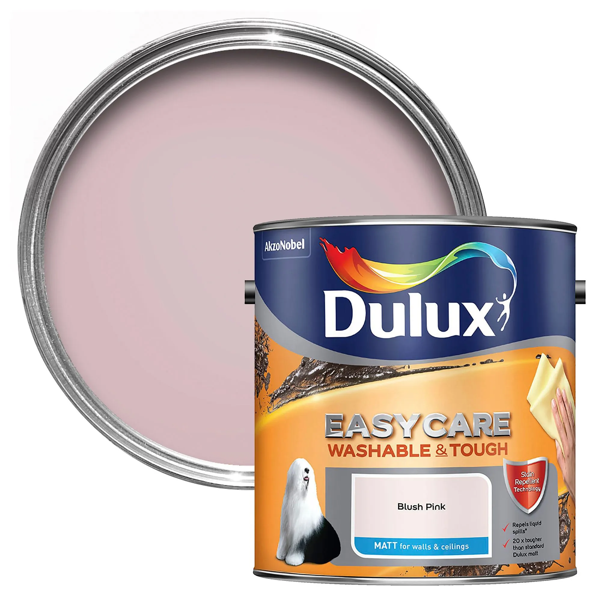 Dulux Easycare Washable & tough Blush pink Matt Emulsion paint 2.5L