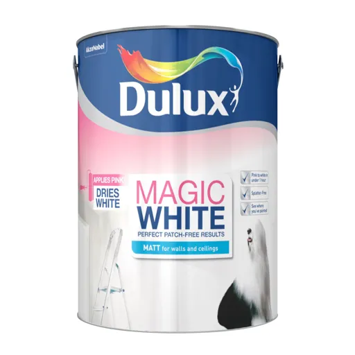 Dulux Magic Brilliant white Matt Emulsion paint, 2.5L