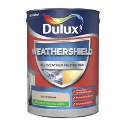 Dulux Weathershield All weather protection Sandstone Smooth Matt Masonry paint, 5L