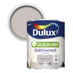 Dulux Quick dry Perfectly taupe Satinwood Metal & wood paint, 0.75L