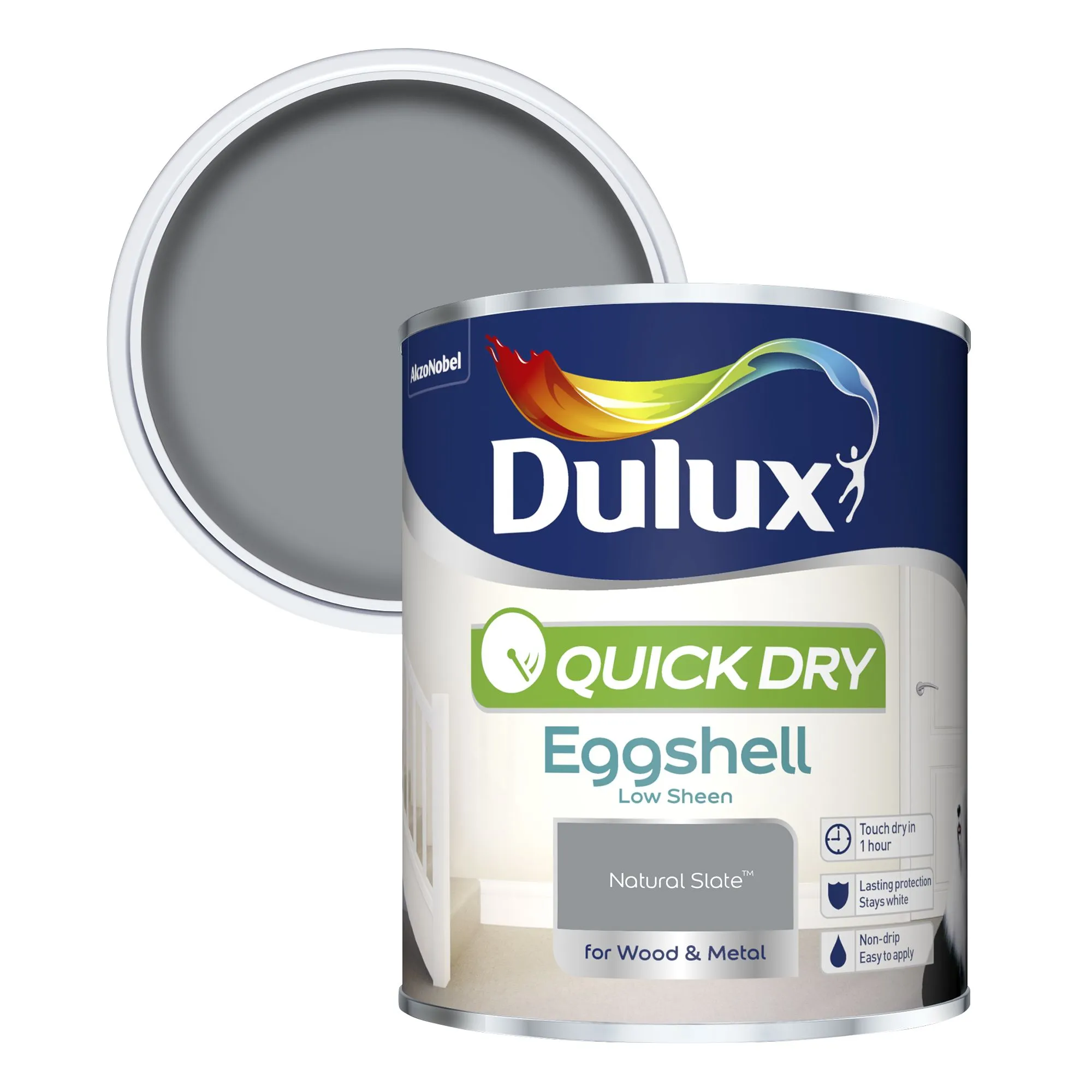 Dulux Quick dry Natural slate Eggshell Metal & wood paint, 0.75L