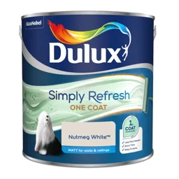 Dulux One coat Nutmeg white Matt Emulsion paint, 2.5L