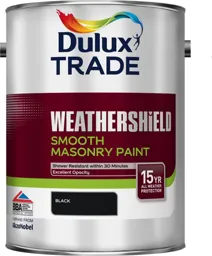 Dulux Trade Weathershield Smooth Masonry Paint 5ltr Black                          (New Formulation)