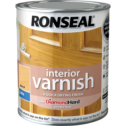 Ronseal Interior Satin Quick Dry Varnish - Beech, 250ml