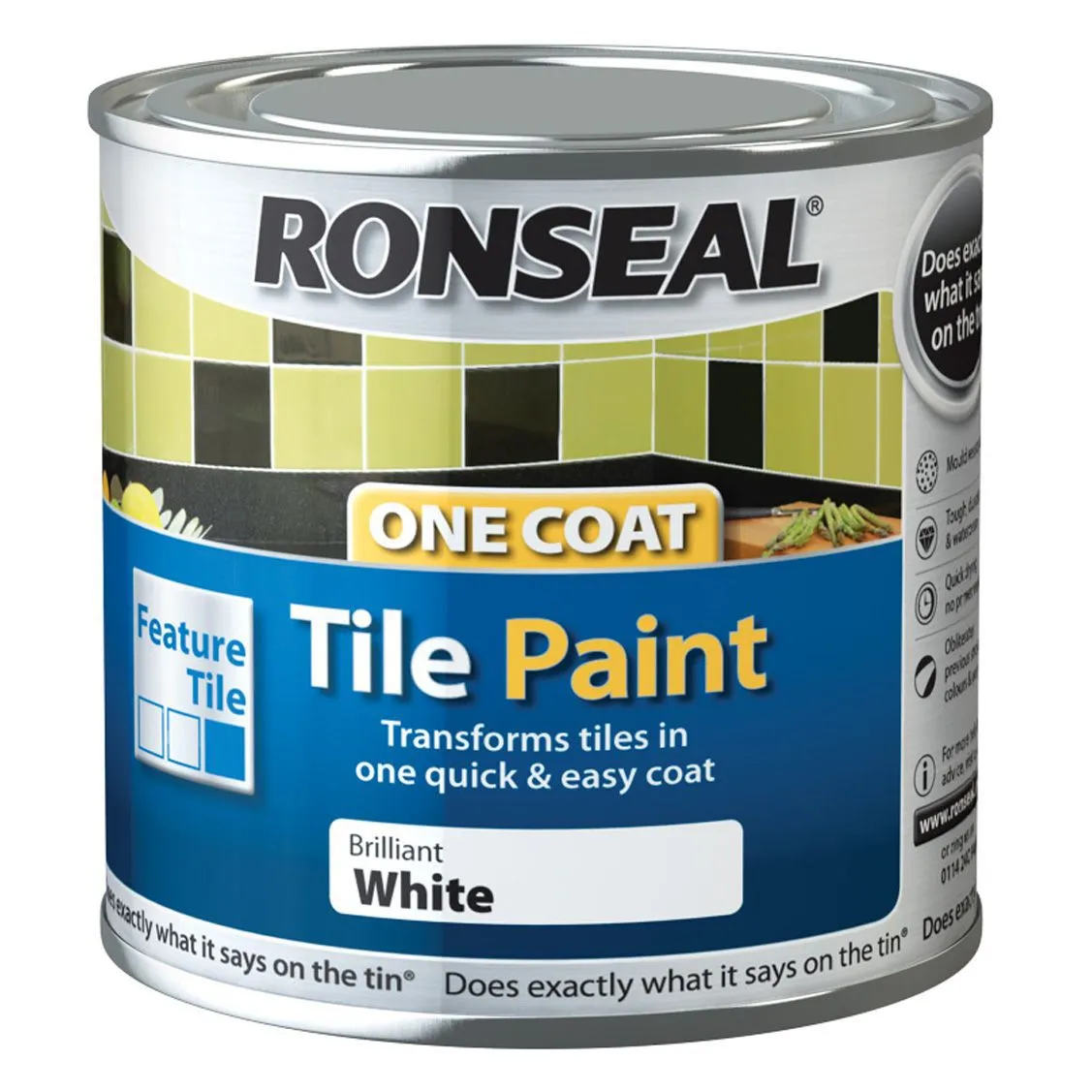 Ronseal Tile paints Brilliant white High gloss Tile paint 0.25L