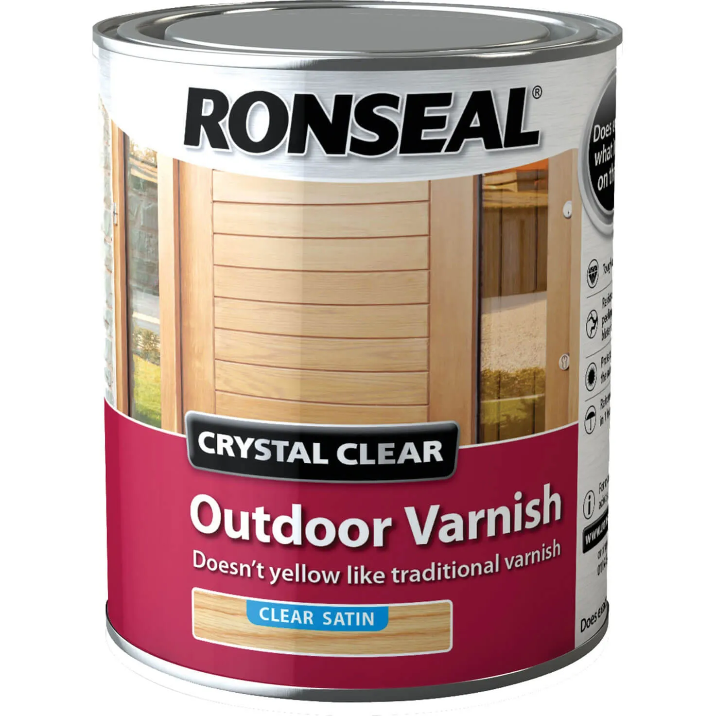 Ronseal Crystal Clear Outdoor Varnish - Satin, 750ml