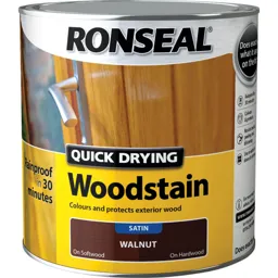 Ronseal Quick Dry Satin Woodstain - Smoked Walnut, 2.5l