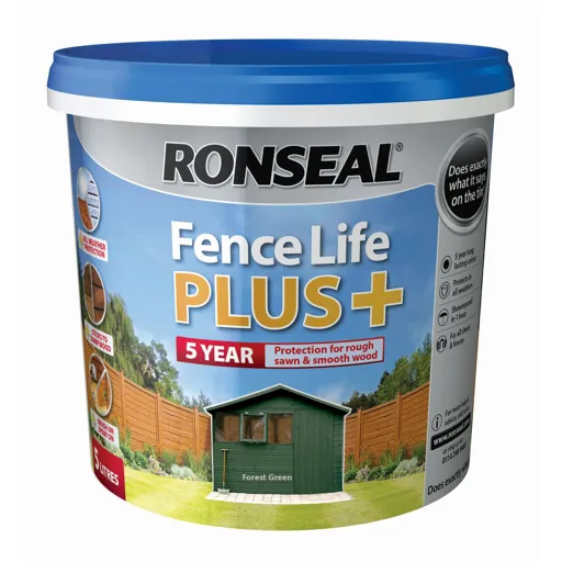 Ronseal Fence life plus Forest green Matt Fence & shed Treatment 5L