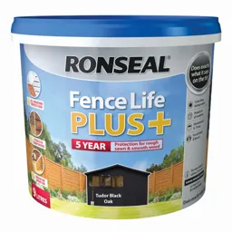 Ronseal Fence life plus Tudor black oak Matt Fence & shed Treatment 9L