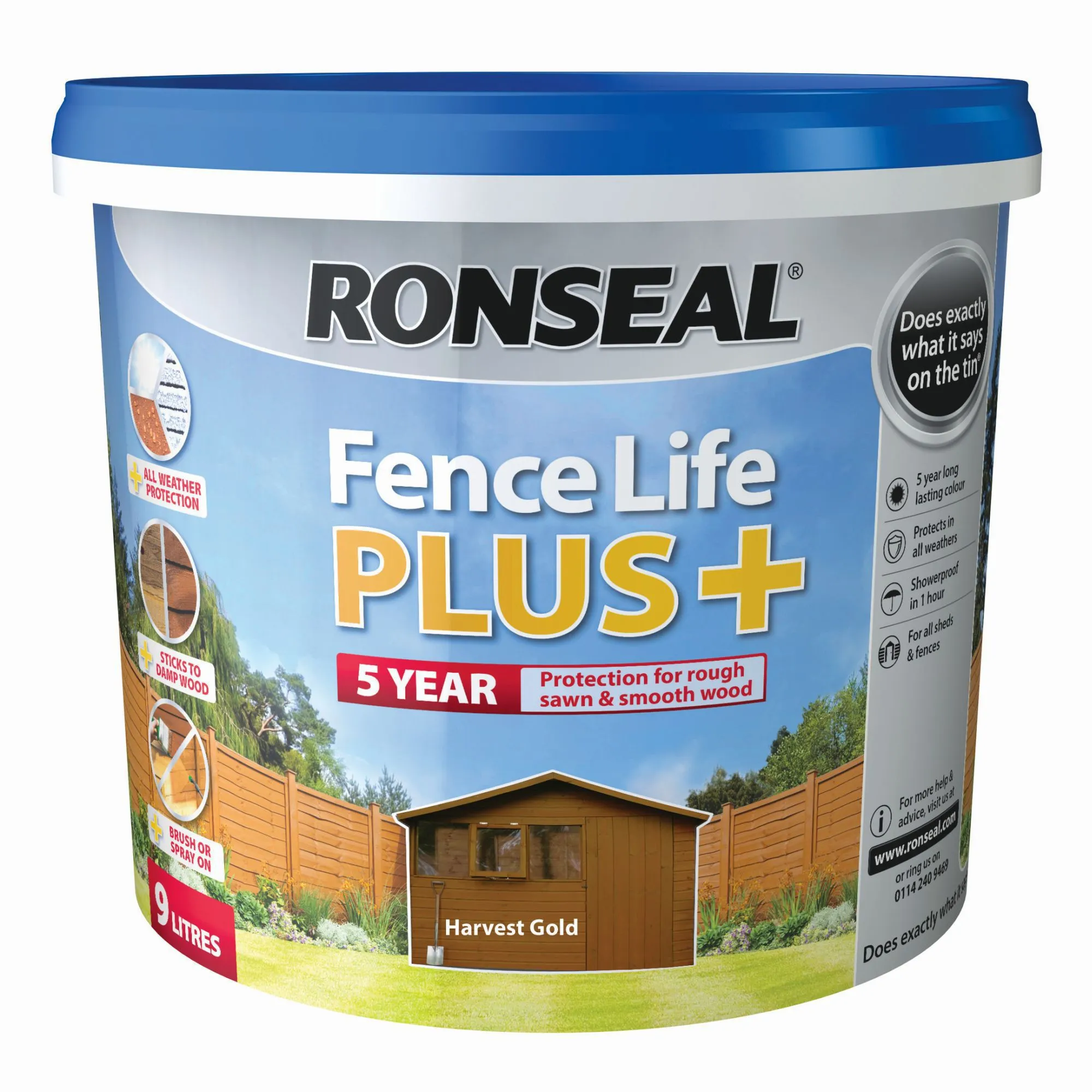 Ronseal Fence life plus Harvest gold Matt Fence & shed Treatment 9L