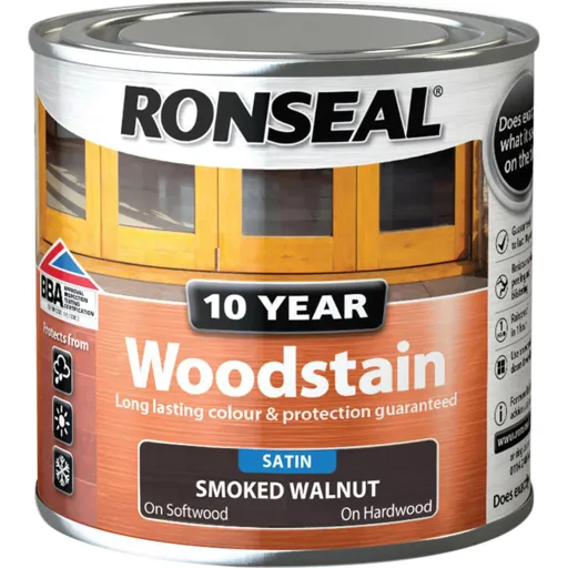 Ronseal 10 Year Wood Stain - Smoked Walnut, 250ml