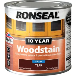 Ronseal 10 Year Wood Stain - Teak, 250ml