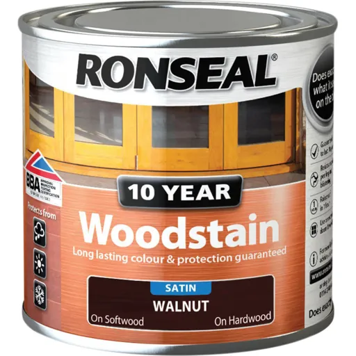 Ronseal 10 Year Wood Stain - Walnut, 250ml