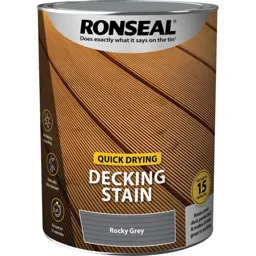 Ronseal Quick Drying Decking Stain - 5l, Rocky Grey