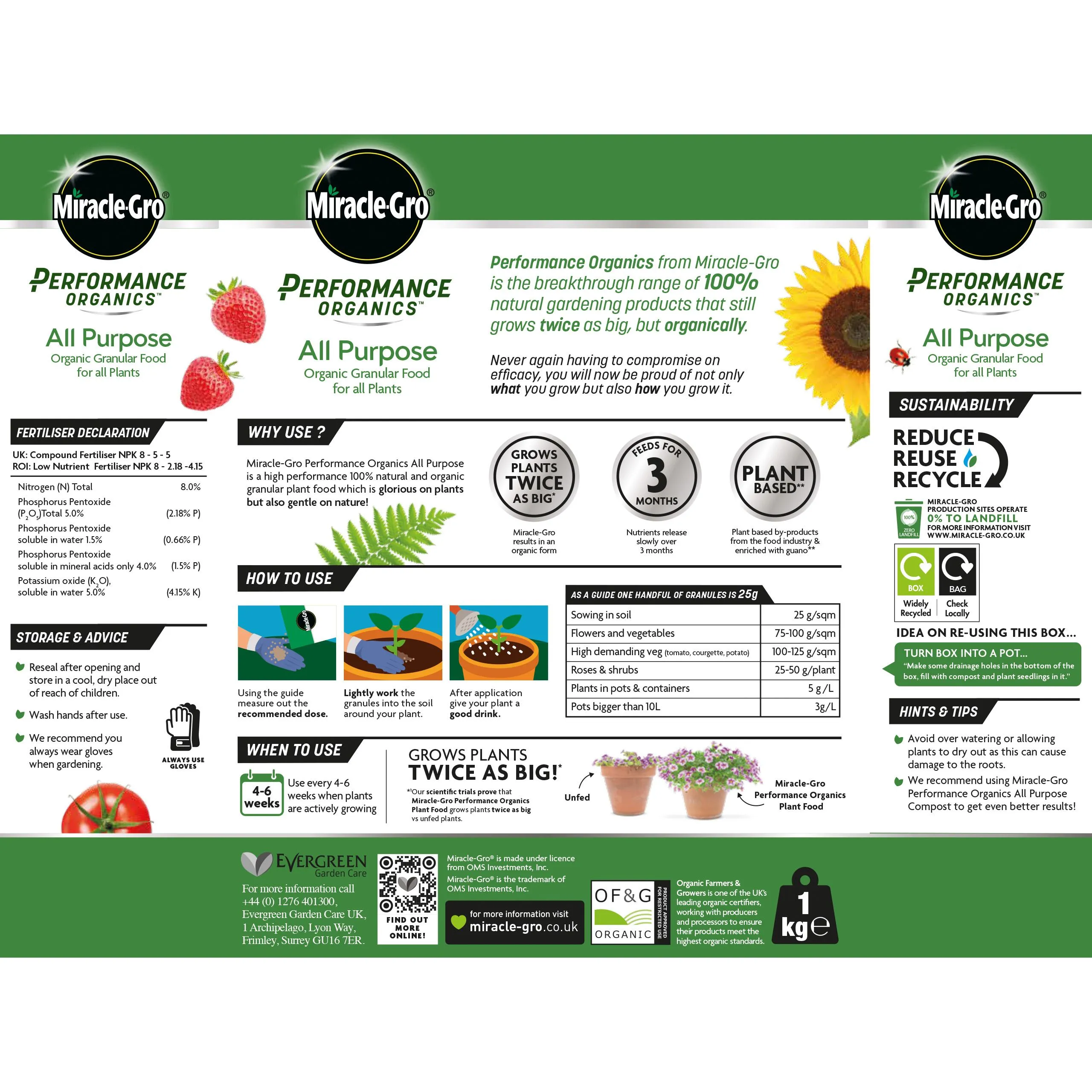 Miracle-Gro Performance organics Universal plant food Pellets, 1kg
