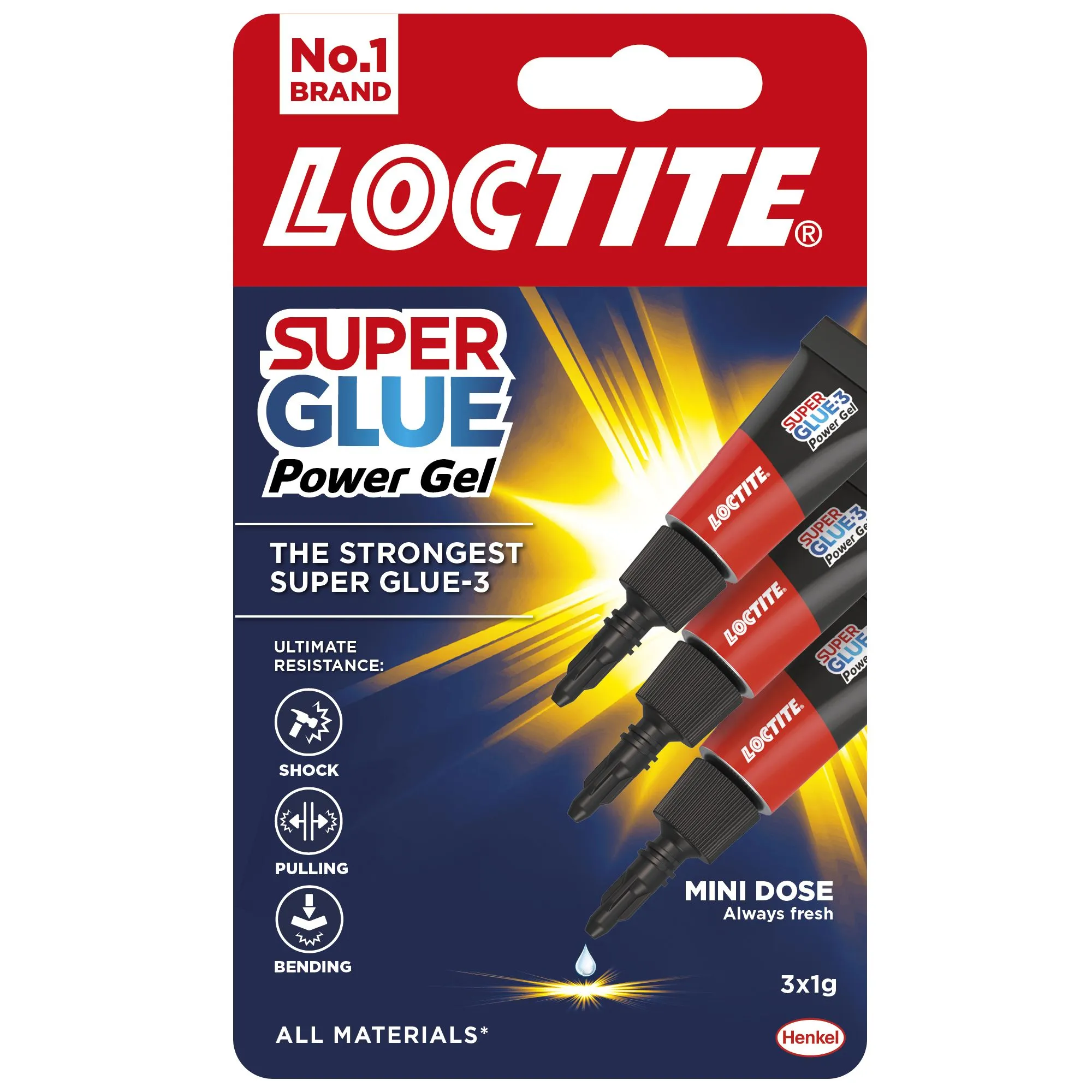 Loctite Powerflex mini trio Gel Superglue 3g, Pack of 3