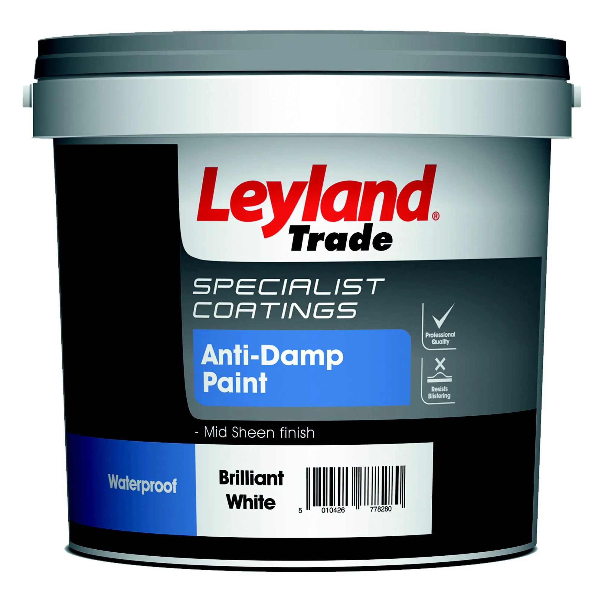 Leyland Trade White Mid sheen Anti-damp paint, 2.5L
