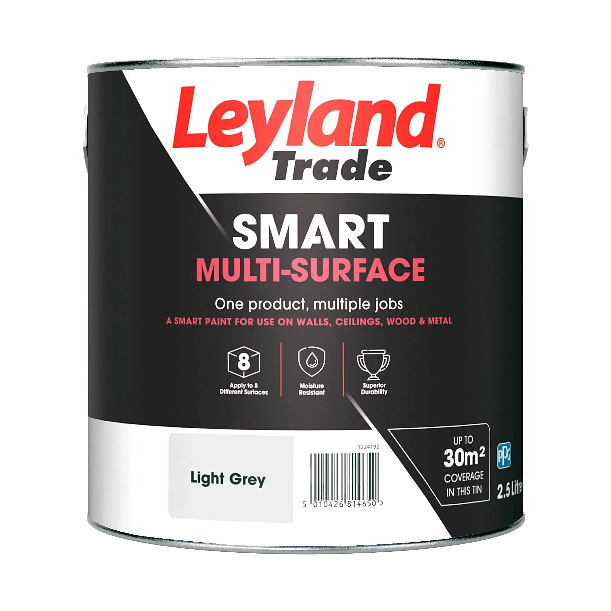 Leyland Trade Smart Light grey Mid sheen Multi-surface paint, 2.5L