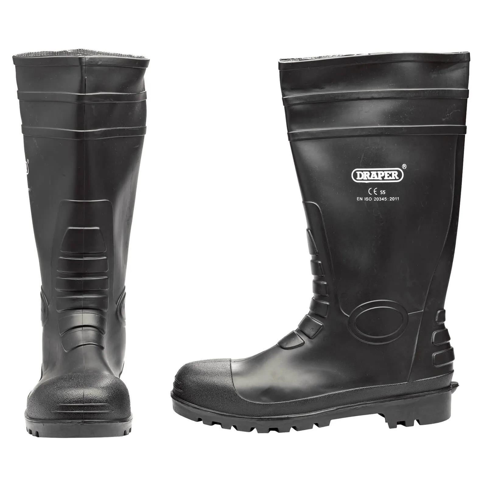 Draper Safety Wellington Boots - Black, Size 7