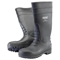Draper Safety Wellington Boots - Black, Size 8