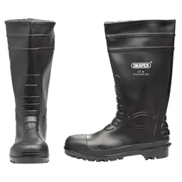 Draper Safety Wellington Boots - Black, Size 12