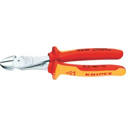 Knipex VDE Insulated High Leverage Diagonal Side Cutters - 200mm