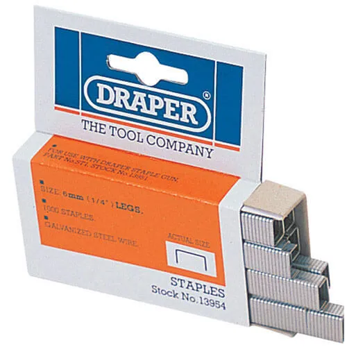 Draper Heavy Duty Staples - 6mm, Pack of 1000