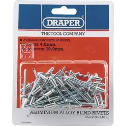 Draper Aluminium Pop Rivets - 4.8mm, 10mm, Pack of 50