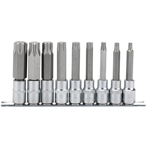 Draper 9 Piece 1/2" Drive TX-Star Socket Bit Set - 1/2", 100mm